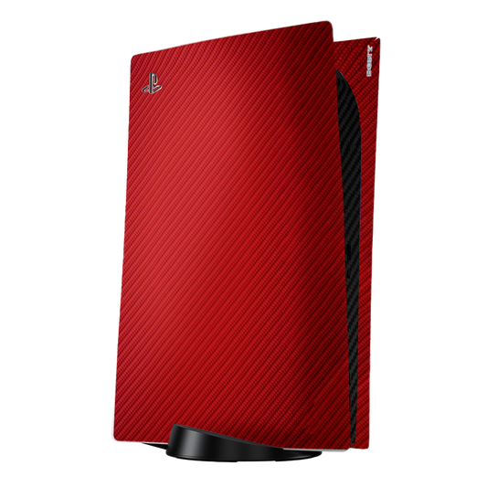 Fibra Carbono Rojo & Negro Skin Playstation 5 Fat Xonebrand