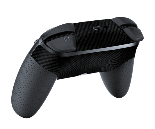 Controle Nintendo Switch Pro com capa de fibra de carbono preta