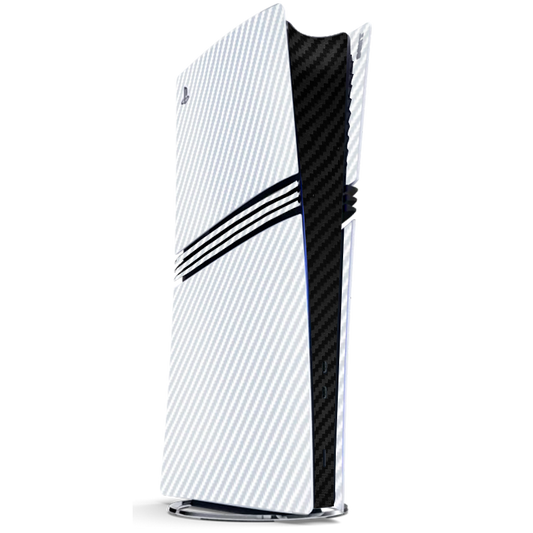 Fibra Carbono Blanco & Negro Skin Playstation 5 Pro