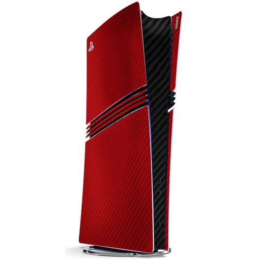 Fibra Carbono Rojo & Negro Skin Playstation 5 Pro