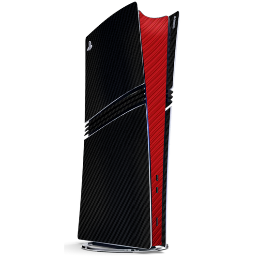 Fibra Carbono Negro & Rojo Skin Playstation 5 Pro Xonebrand