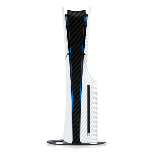 Fibra Carbono Blanco & Negro Skin Playstation 5 Slim
