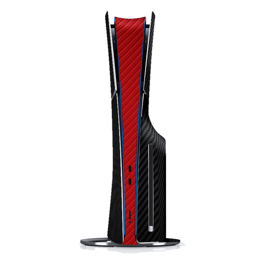 Fibra Carbono Negro & Rojo Skin Playstation 5 Slim