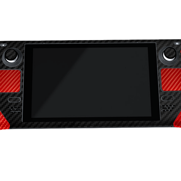 Fibra Carbono Negro & Rojo Steam Deck Skin