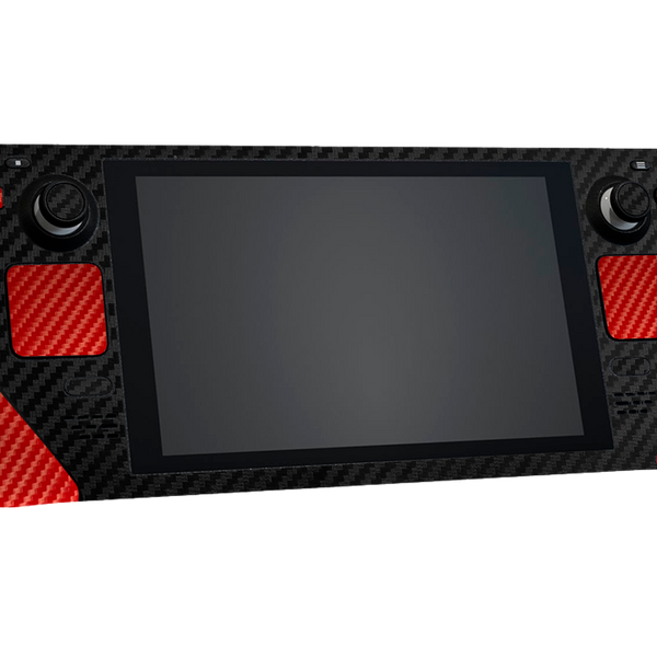 Fibra Carbono Negro & Rojo Steam Deck Skin