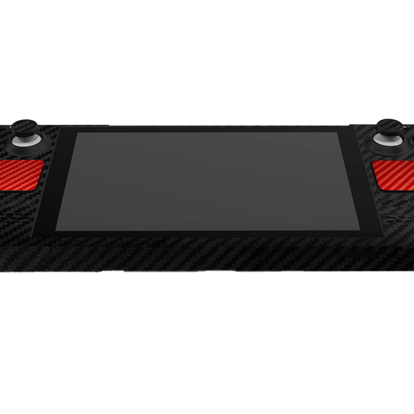Fibra Carbono Negro & Rojo Steam Deck Skin