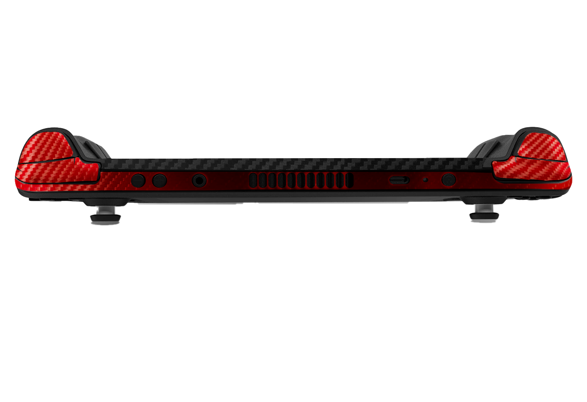 Fibra Carbono Negro & Rojo Steam Deck Skin