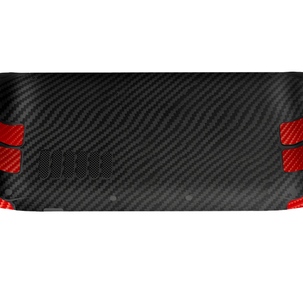 Fibra Carbono Negro & Rojo Steam Deck Skin