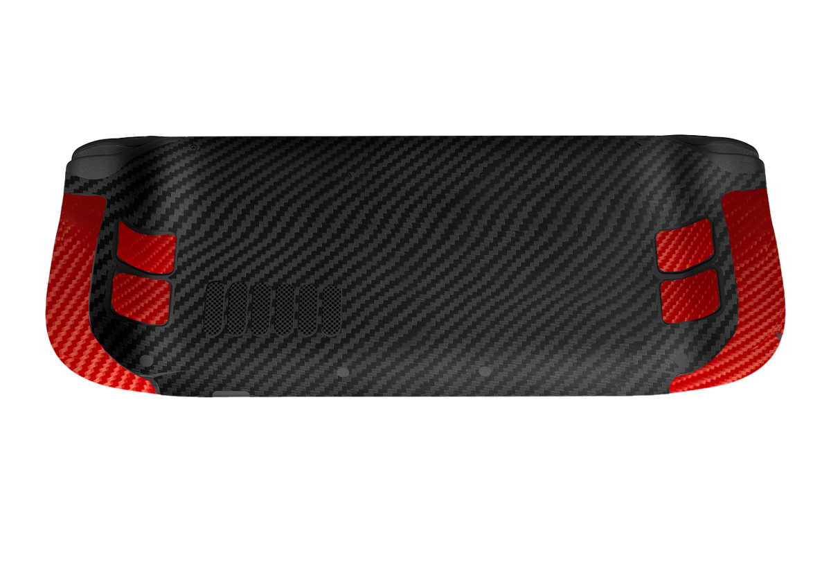 Fibra Carbono Negro & Rojo Steam Deck Skin