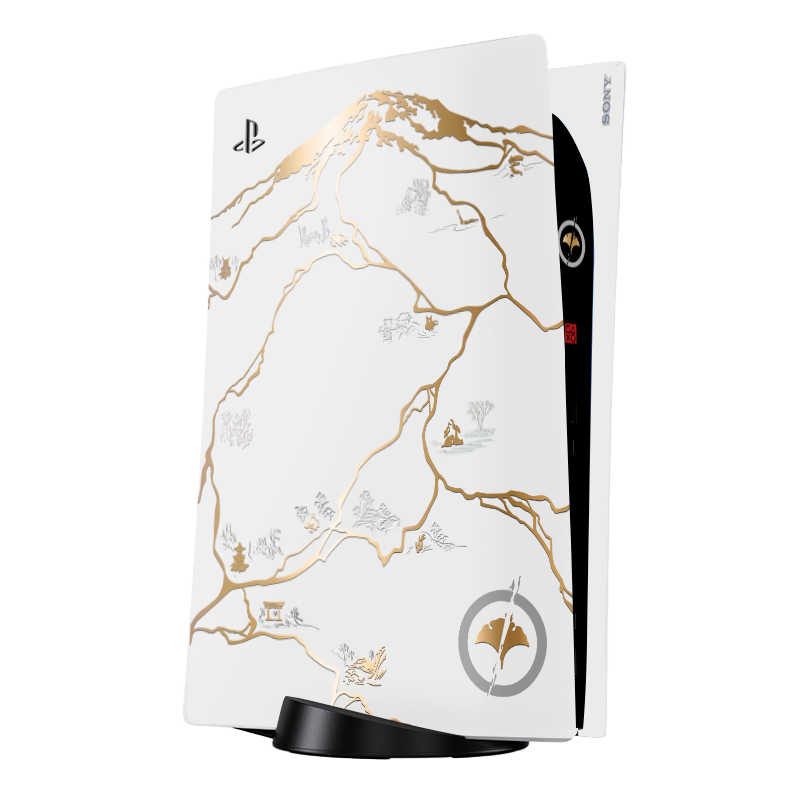 Edición Ghost of Yotei Dorado Skin Playstation 5 Fat Xonebrand