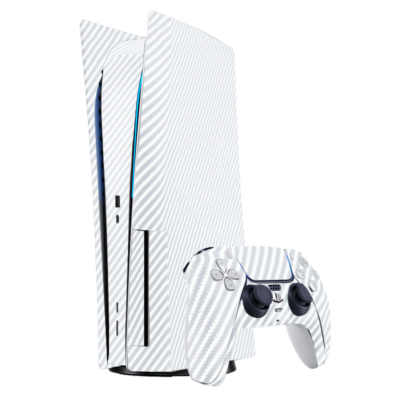 Fibra Carbono Blanco Skin Playstation 5 Fat