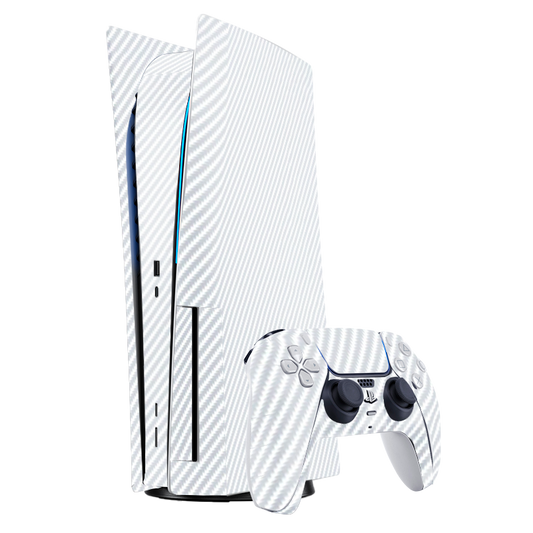 Fibra Carbono Blanco Skin Playstation 5 Fat