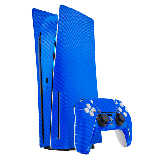 Fibra Carbono Celeste Skin Playstation 5 Fat