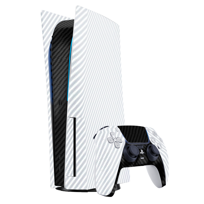 Fibra Carbono Blanco & Negro Skin Playstation 5 Fat