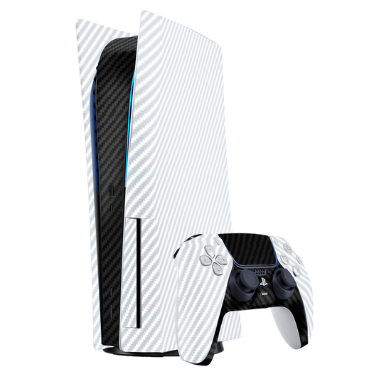 Fibra Carbono Blanco & Negro Skin Playstation 5 Fat