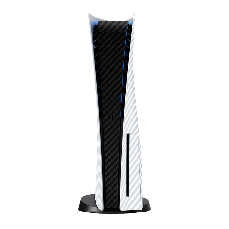 Fibra Carbono Blanco & Negro Skin Playstation 5 Fat Xonebrand