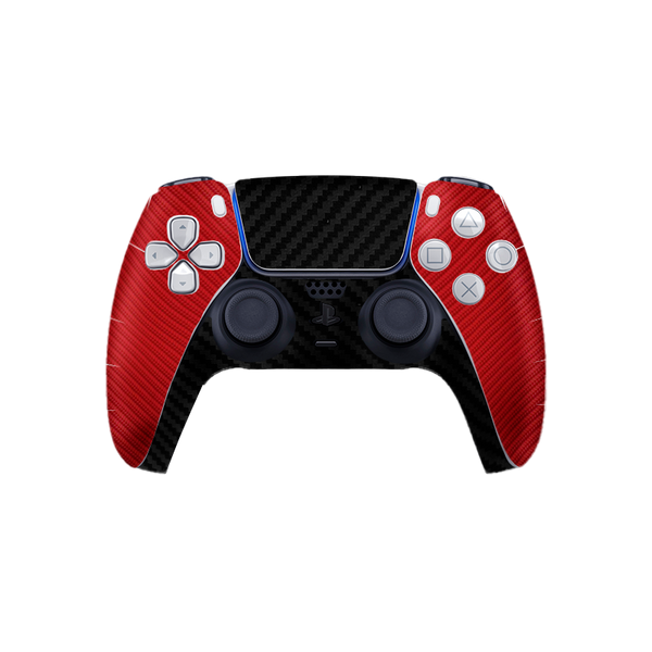Fibra Carbono Rojo & Negro Skin Playstation 5 Fat