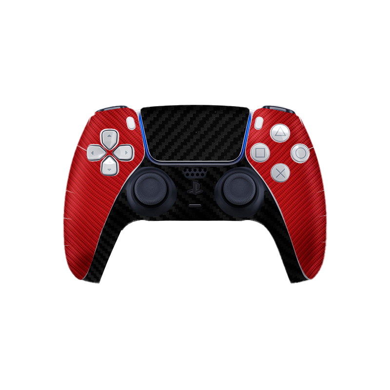 Fibra Carbono Rojo & Negro Skin Playstation 5 Fat