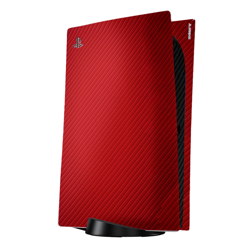 Fibra Carbono Rojo & Negro Skin Playstation 5 Fat