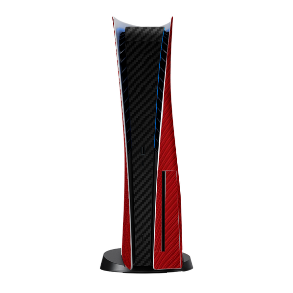 Fibra Carbono Rojo & Negro Skin Playstation 5 Fat