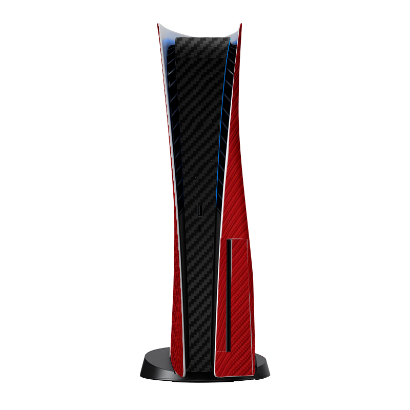 Fibra Carbono Rojo & Negro Skin Playstation 5 Fat Xonebrand