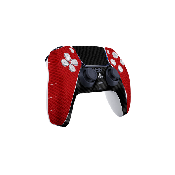 Fibra Carbono Rojo & Negro Skin Playstation 5 Fat