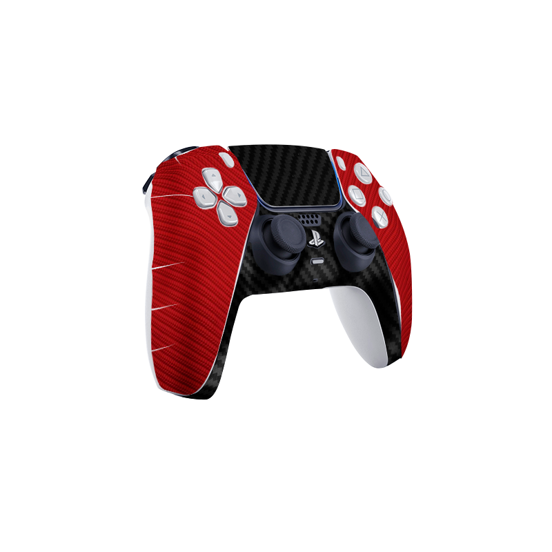 Fibra Carbono Rojo & Negro Skin Playstation 5 Fat