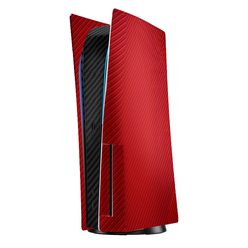Fibra Carbono Rojo & Negro Skin Playstation 5 Fat
