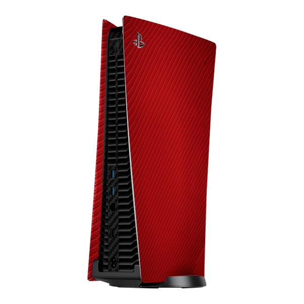 Fibra Carbono Rojo & Negro Skin Playstation 5 Fat