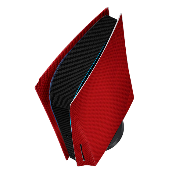Fibra Carbono Rojo & Negro Skin Playstation 5 Fat