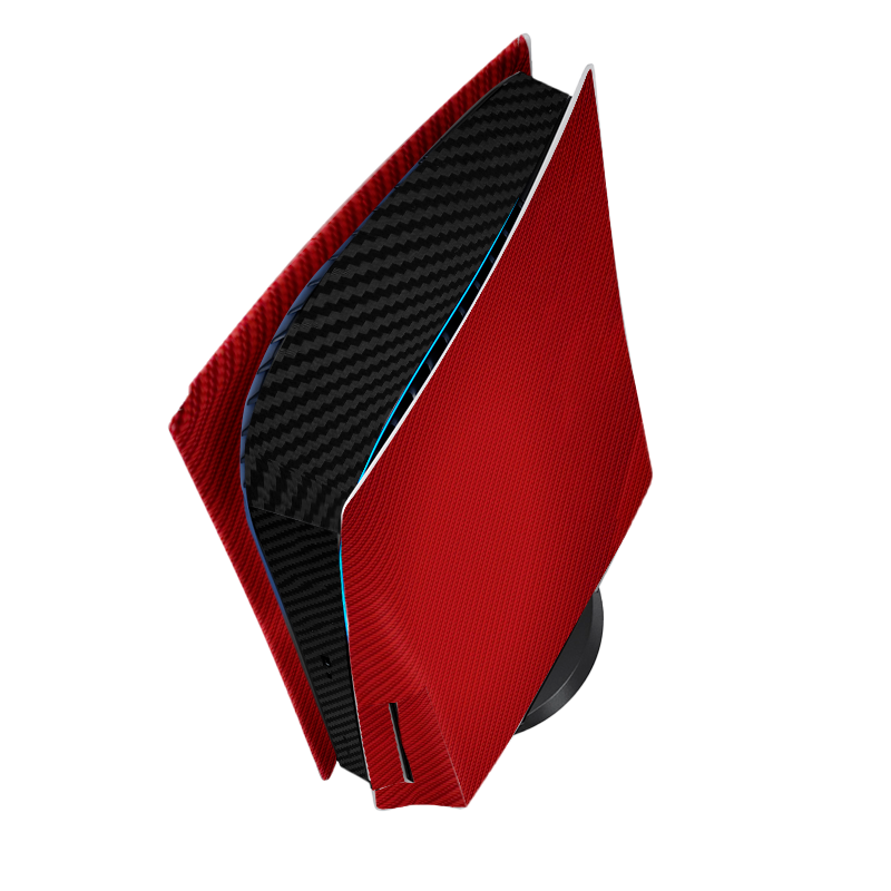 Fibra Carbono Rojo & Negro Skin Playstation 5 Fat