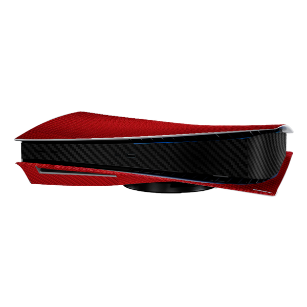 Fibra Carbono Rojo & Negro Skin Playstation 5 Fat
