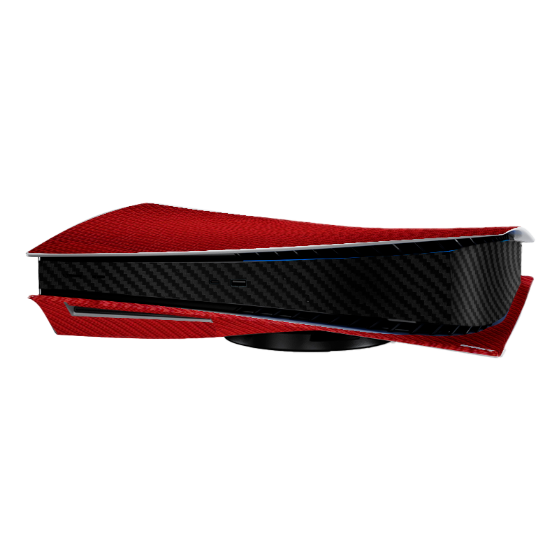 Fibra Carbono Rojo & Negro Skin Playstation 5 Fat