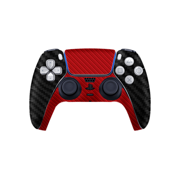 Fibra Carbono Negro & Rojo Skin Playstation 5 Fat