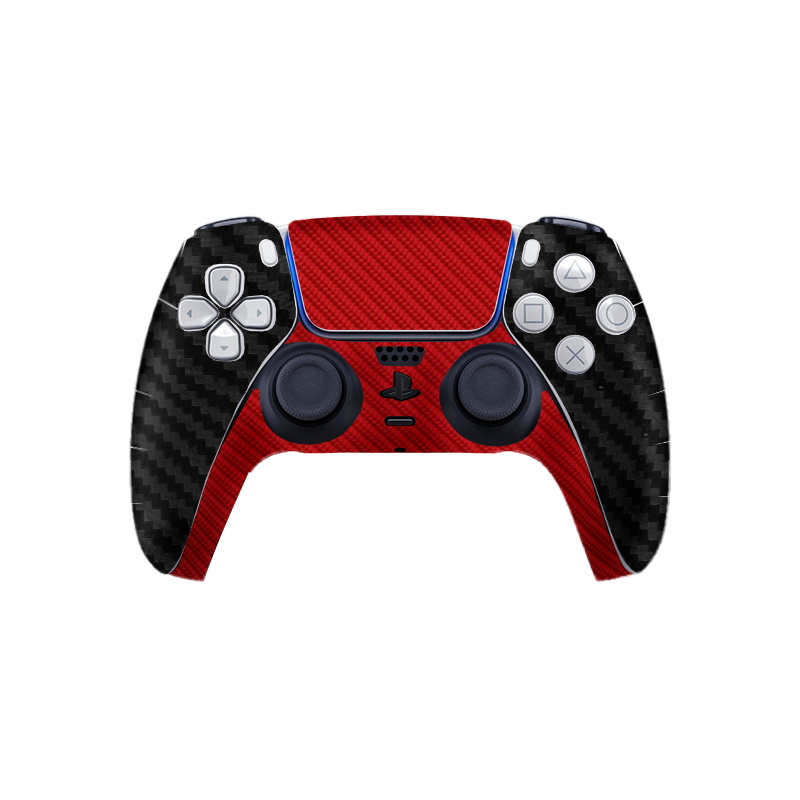 Fibra Carbono Negro & Rojo Skin Playstation 5 Fat