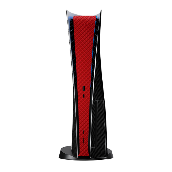 Fibra Carbono Negro & Rojo Skin Playstation 5 Fat