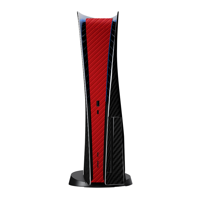 Fibra Carbono Negro & Rojo Skin Playstation 5 Fat Xonebrand