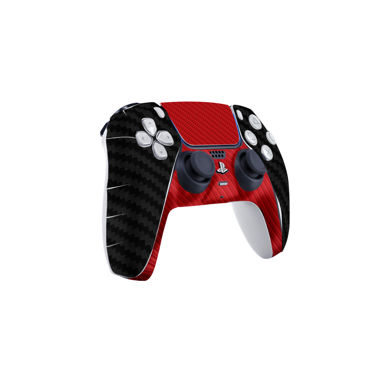 Fibra Carbono Negro & Rojo Skin Playstation 5 Fat