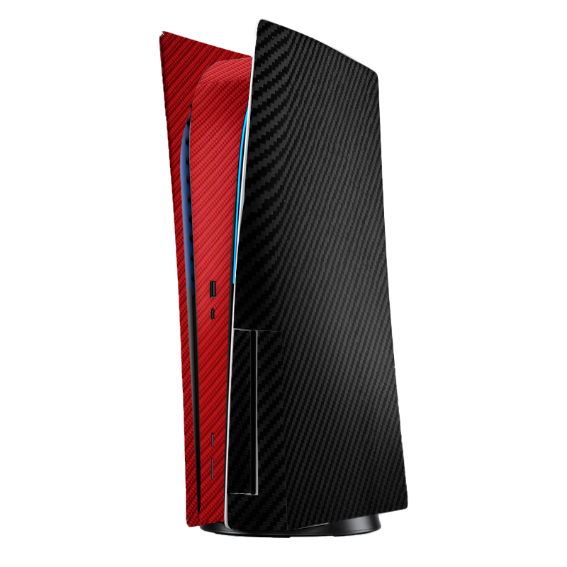 Fibra Carbono Negro & Rojo Skin Playstation 5 Fat