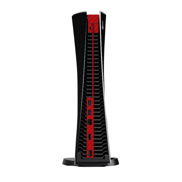 Fibra Carbono Negro & Rojo Skin Playstation 5 Fat