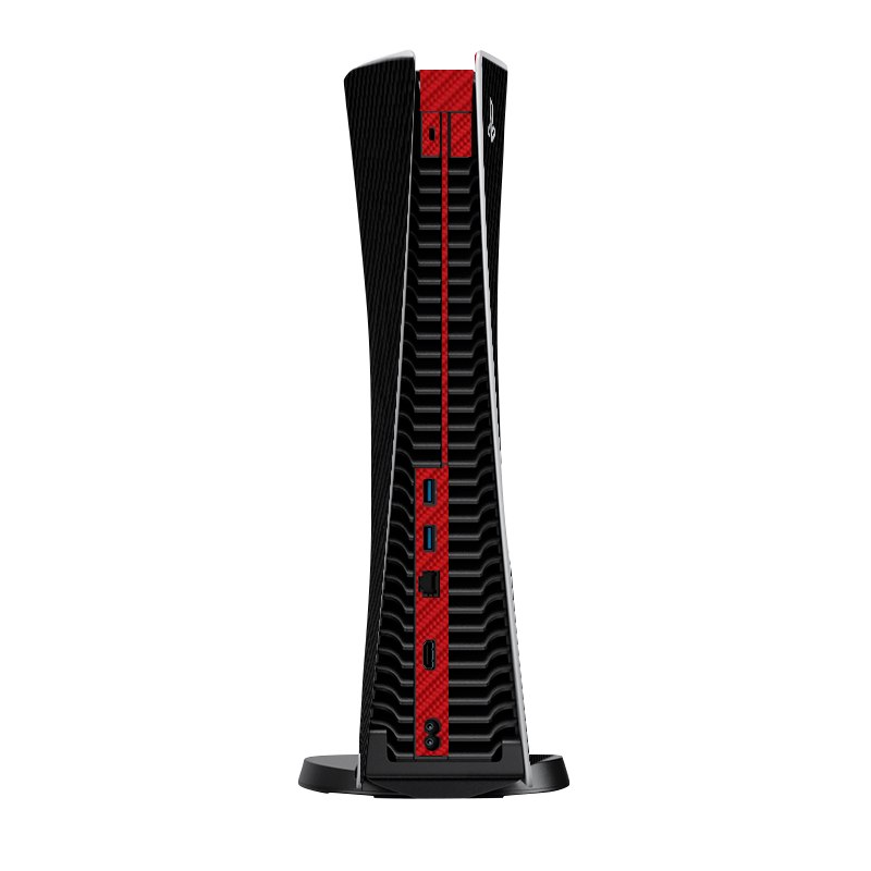 Fibra Carbono Negro & Rojo Skin Playstation 5 Fat