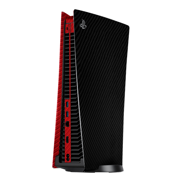 Fibra Carbono Negro & Rojo Skin Playstation 5 Fat
