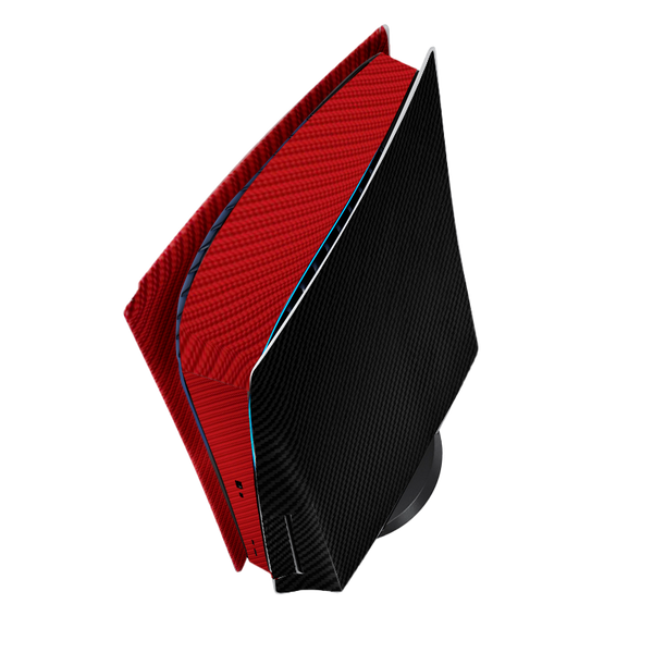 Fibra Carbono Negro & Rojo Skin Playstation 5 Fat