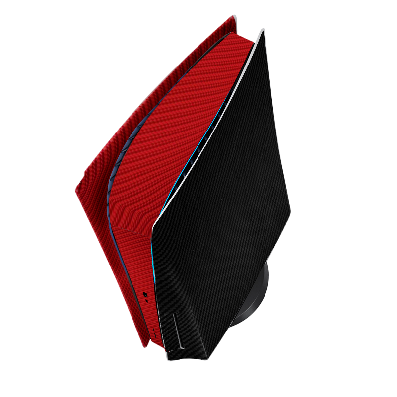 Fibra Carbono Negro & Rojo Skin Playstation 5 Fat