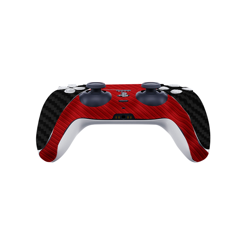 Fibra Carbono Negro & Rojo Skin Playstation 5 Fat