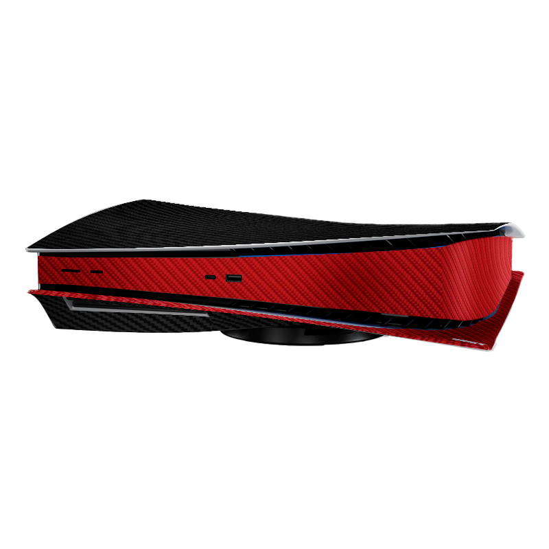 Fibra Carbono Negro & Rojo Skin Playstation 5 Fat