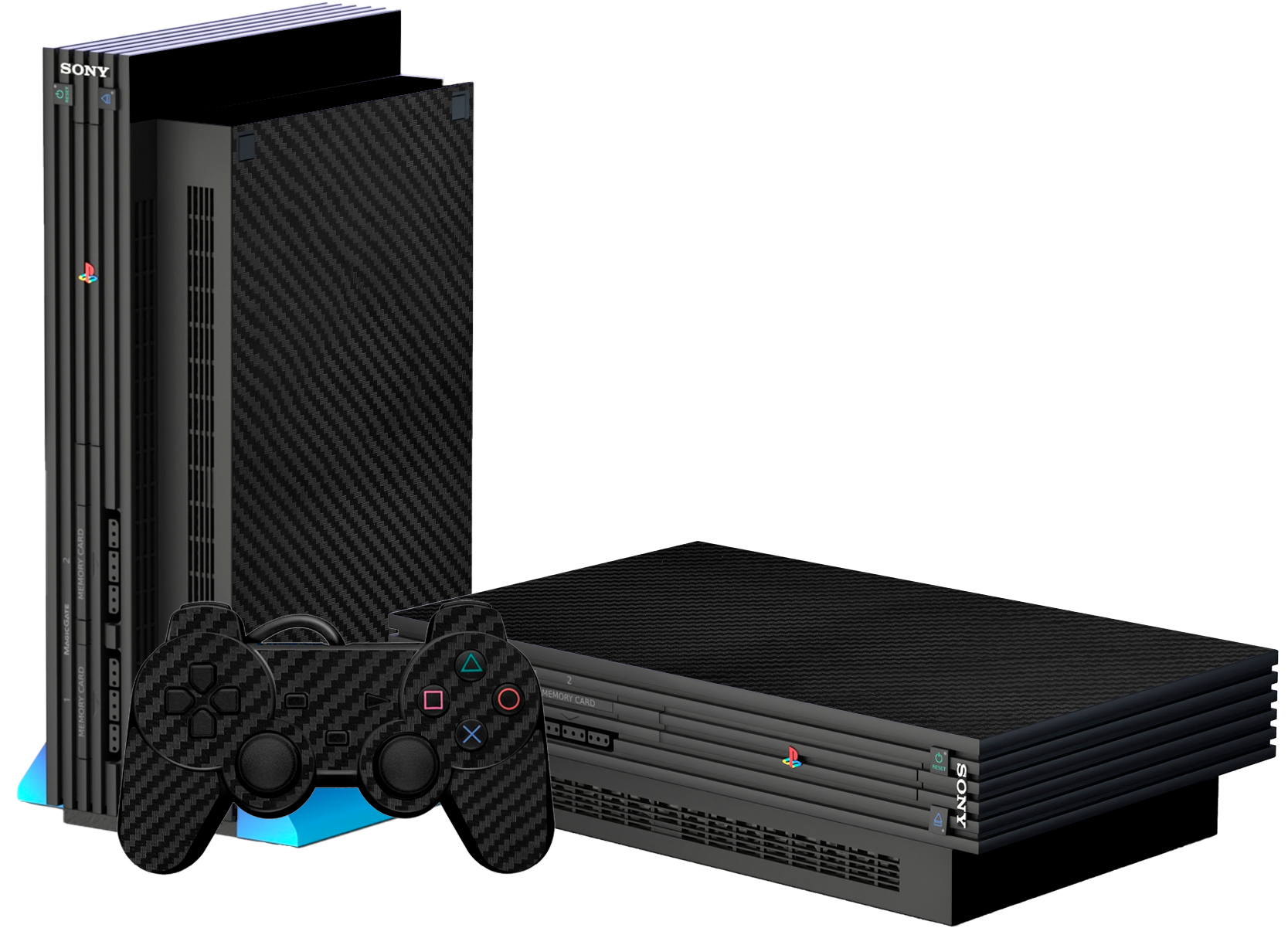 Fibra Carbono Negro Skin Playstation 2 Fat