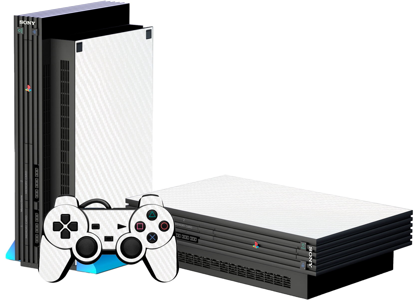 Fibra Carbono Blanco Skin Playstation 2 Fat