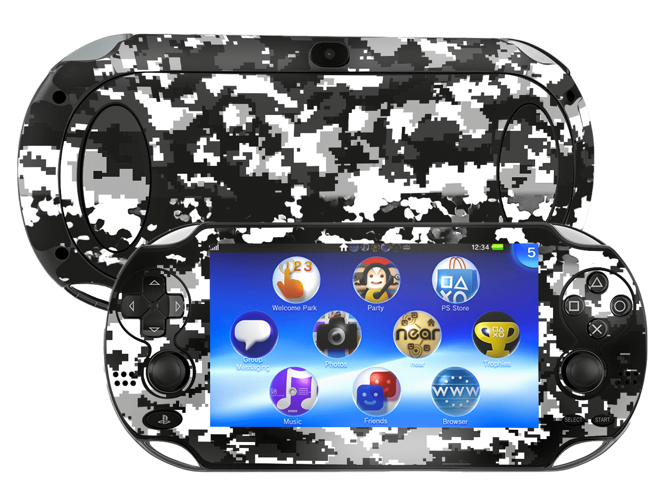 Camouflaged Gray Skin Playstation Portable PSVita Fat