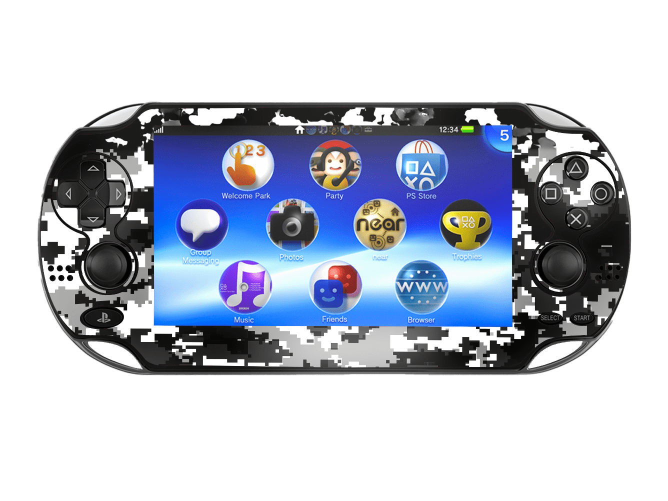 Camouflaged Gray Skin Playstation Portable PSVita Fat